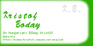 kristof boday business card