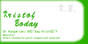 kristof boday business card